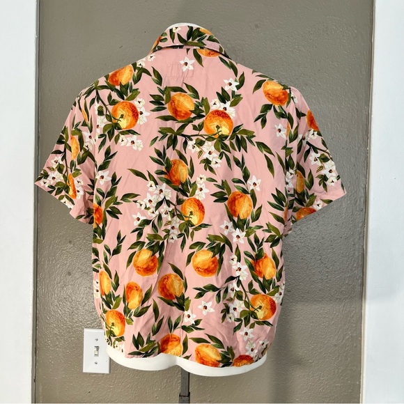 Marine Layer Peach Print Button Down Shirt Women’s M Pink Orange Floral - Picture 4 of 10